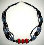Tibetan jewelry wholesaler, multi black beaded string necklace with 