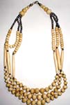 Wholesale jewelry finding, triple wooden beaded string necklace
