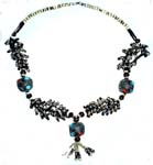 Wholesale designer jewelry, beaded necklace with stone chips and dangle pednant
