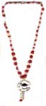 Wholesane unique jewelry, red beaded necklace with metal pendant and 