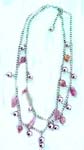 Wholesale contemporary jewelry, double chain necklace with multi jiggle bells and beads decor