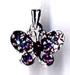 Girl's love jewelry, purple cz embedded butterfly pendant