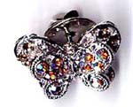 Costume jewelry butterfly pin, double butterfly fashion pin with cz