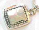 Wholesale high class jewelry, wholesale a white square seashell pendant in sterling silver