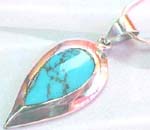 Wholesale sterling silver turquoise jewelry, a water-drop shape turqoise pendant in sterling silver
