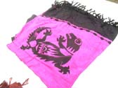Black gecko image on hot pink indonesian shawl skirt
