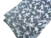 White dragonfly pattern on black bali bali sarong