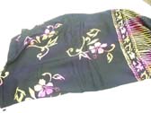 Swimsuit cover all sarong in black with fashionable pink and green flower pattern