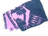 Indonesian made gecko print sarong in black and pink