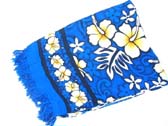 Aloha fashion sarong in royal blue with white hibiscus flowers