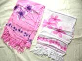 White and pink colored fashion sarong with flower theme