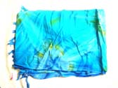 Balinese pareo sarong in blue with art theme design