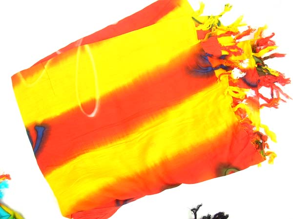 Clothing retail express, Indonesian fashion sarong in orange and yellow strip design