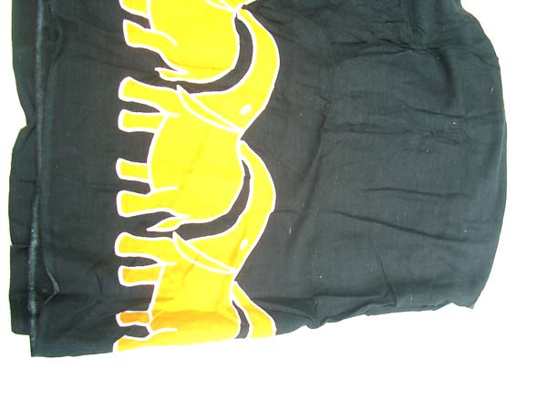 Stylish summer wear shopping, Yellow elephant frame on black artwear bali sarong