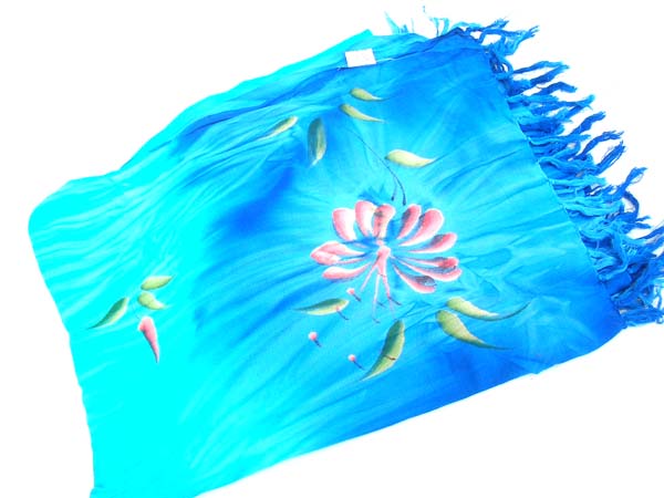 Hot fashion export catalog, Crafted indonesian floral pattern wrap skirt in blue
