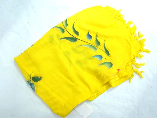 Flower and leaf theme balinese wrap skirt in yellow, beauty wear trade dealer