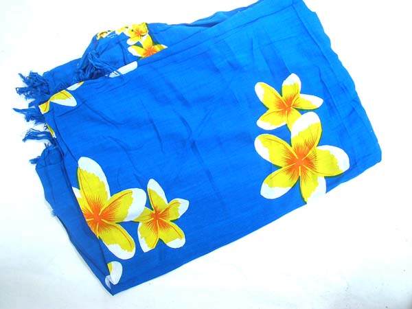 Shopping online market, Balinese fashion sarong in blue with yellow spring flower design