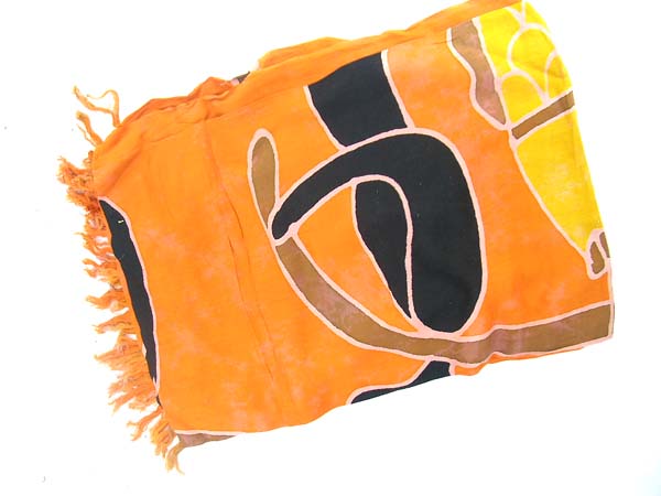 Canadian express collection, Unique indonesian art designed orange beach wrap skirt