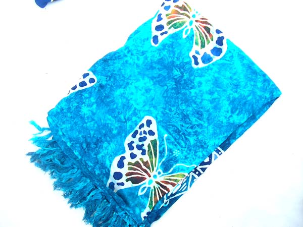 Online international boutique, Spring butterfly pattern on blue resort wear sarong