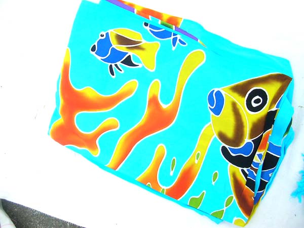 Resort wear supplier, Sea life image on blue cruise bikini cover up