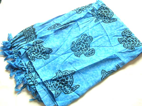 Ocean turtle print on royal blue fashion wrap, Canadian gift wear collection