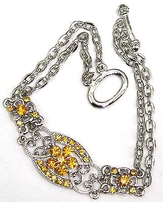 Cz bracelet wholsaler supply, double chain fashion bracelet with multi cz inlaid 