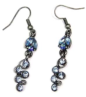 Cz earring online supply, fish hook earring with blue cz 