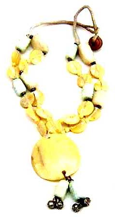 Wholesale hemp jewelry, double string beaded necklace with seashell pendant 