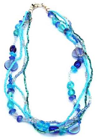 Wholesale hip hop jewelry, fashion necklace in multi beaded string design 