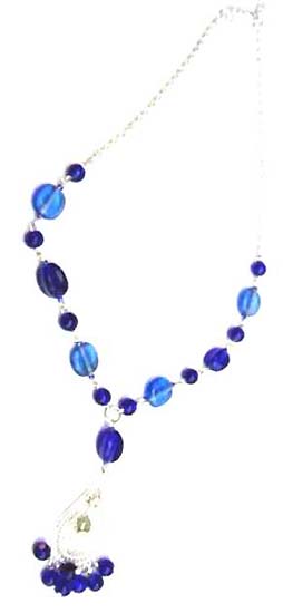 Wholesale jewelry beaded necklace, beaded chain necklace with beaded chain loop dangle