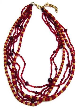 Wholesale jewelry catalog, fashion necklace in multi beaded string design 