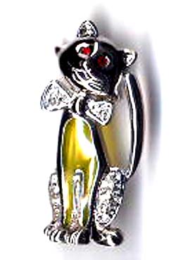Wholesale animal jewelry, enamel cat fashion pin with cz
