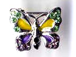 Butterfly jewelry supply, butterfly fashion pin with purple and green cz 