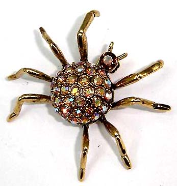 Wholesale kids gift jewelry, spider fashion pin with cz
