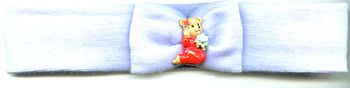 Bridal hair accessory, pure white hair band with girl bear holding flower on butterfly knot