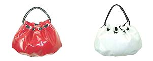 Wholesale online catalog, soft shiny leather handbags with tie string closure 