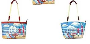 Wholesale beach handbag, fashion handbags with family on cruise pattern design 