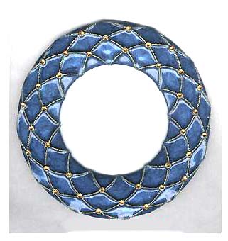 Wholesale mirror, rounded blue wooden mirror with web shape decor around 