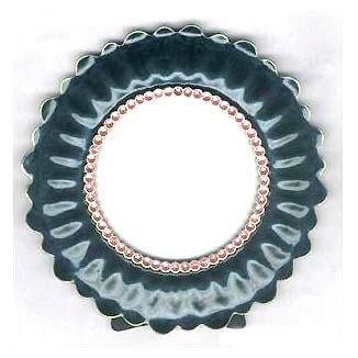 Wholesale gift decor online shop, fire ring wooden mirror in blue motif 