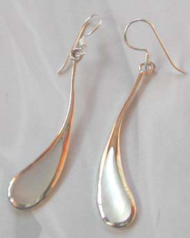 Hot jewelry finding, wholesale a water-drop sterling silver earring design with white seashell    