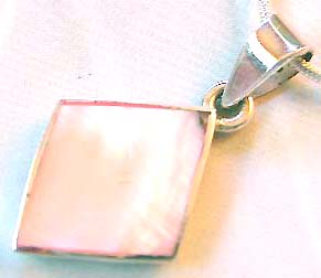 Cheap jewelry supply, an diamond shape pinky seashell pendant in sterling silver