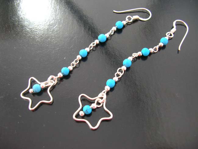 Turquoise beads, gemstone fashions, sterling silver earrings, body jewelry, unique accessories