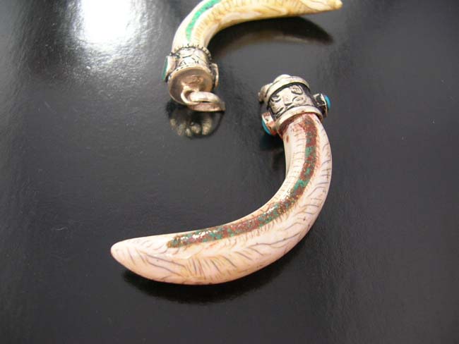 Sterling silver pendant, imitation elephant tusk jewelry, turquoise, gemstones, necklaces, ladies charms   