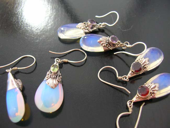 Cz gemstones, ladies sterling silver jewelry, crystal earrings, precious stone gifts, vintage jewelry, costume wear    