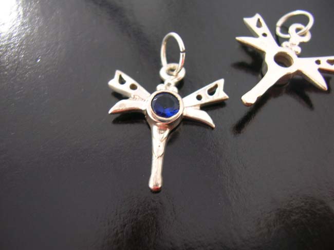 Sapphire precious stone, 925. sterling silver jewelry, dragonfly lovers gift, classical pendants, ladies necklace     