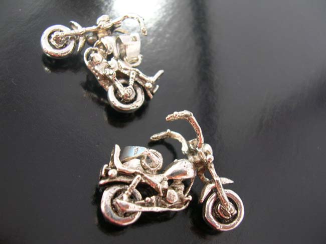 Motorcycle gift ideas, handmade sterling silver pendants, artisan crafted charms, mens anniversary gifts     