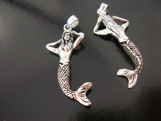 Ocean theme jewelry, mermaid designed gifts, sterling silver charm, high style pendants, indonesia artisan      