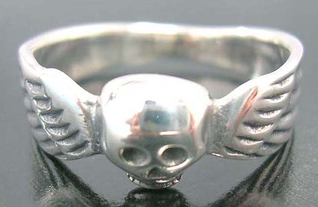 Hard rock designs, skull fashion rings, sterling silver gift ideas, angle wing jewelry, fantasy accessory, hot wear apparel      