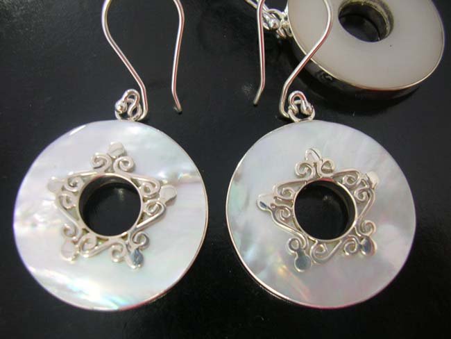 Sexy silver jewelry, exotic designer wear, abalone shell earrings, antique decoration wear, spring fashions, crafted jewelry 