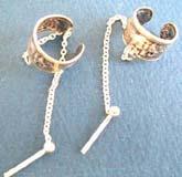 Genius sterling silver ear clip earring with long chain holding multi 